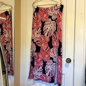 Tommy Bahama Pink Navy Monstera Palm Leaf Print maxi skirt Size XL
